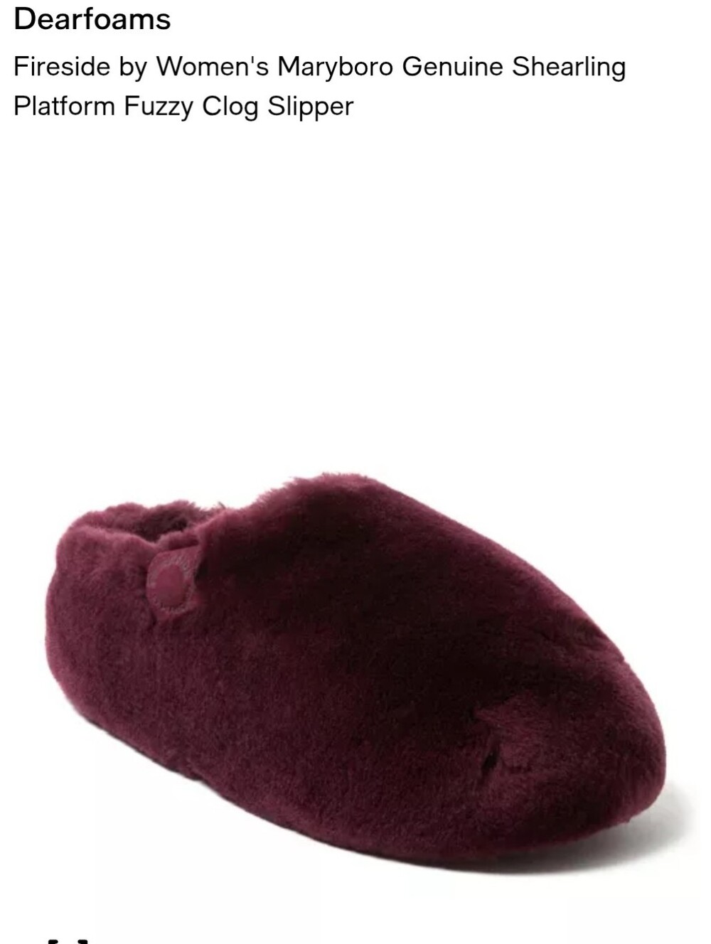 Dearfoams Fireside Maryboro Shearling Slip-On Clog Slipper Sz US 6 NWOT